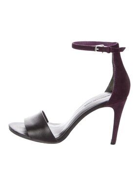 Alexander Wang Black Leather Front with Plum Suede Ankle-Strap Heels